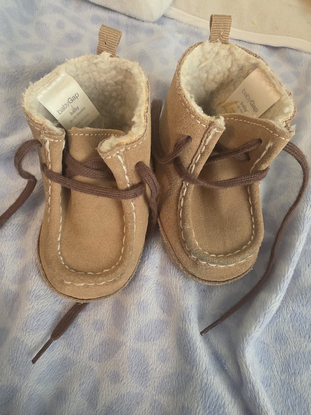 GAP Tan Kids Suede Booties with Shearling Lining